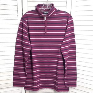 Women's Fleece Sweatshirt Quarter Zipper, Purple Stripes